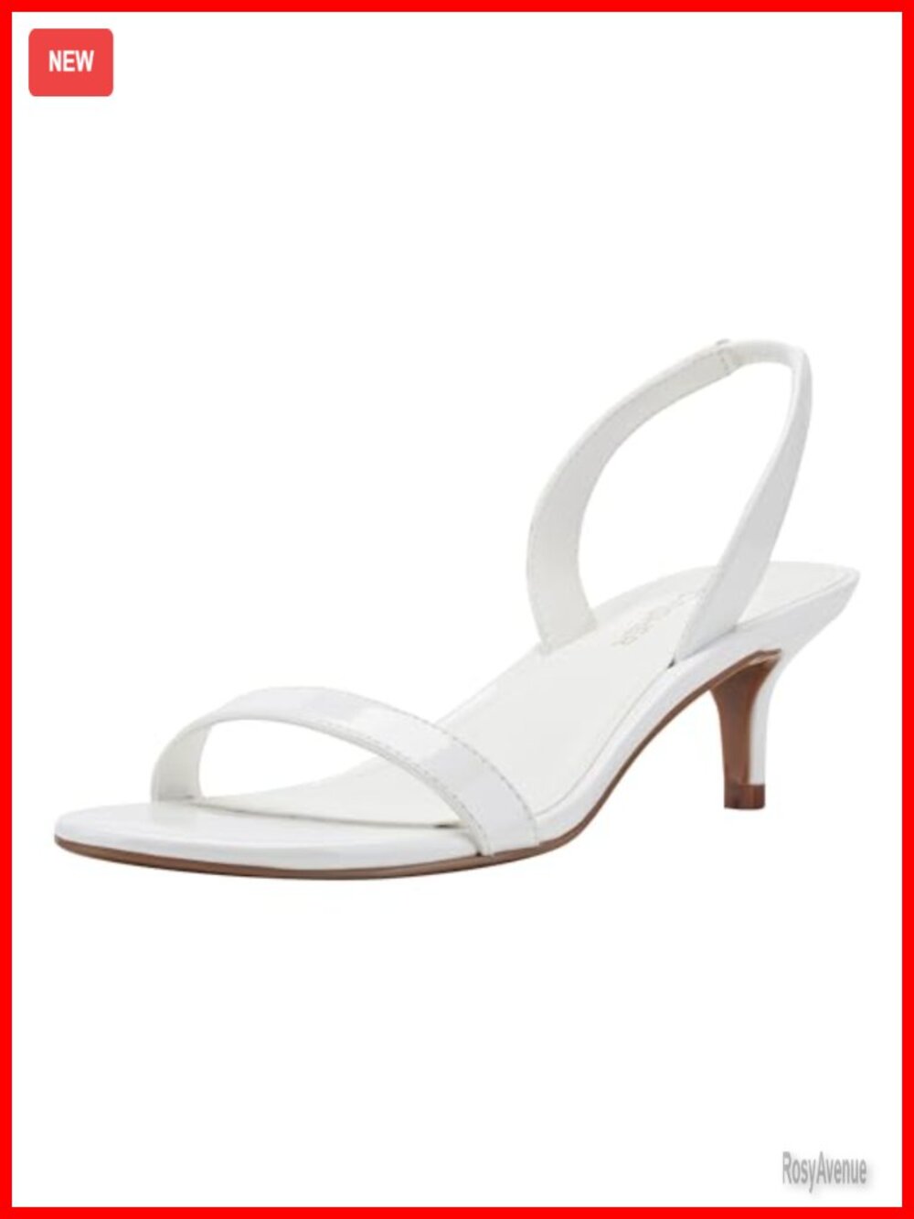 Faux Patent Leather Slingback Kitten Heel Sandals